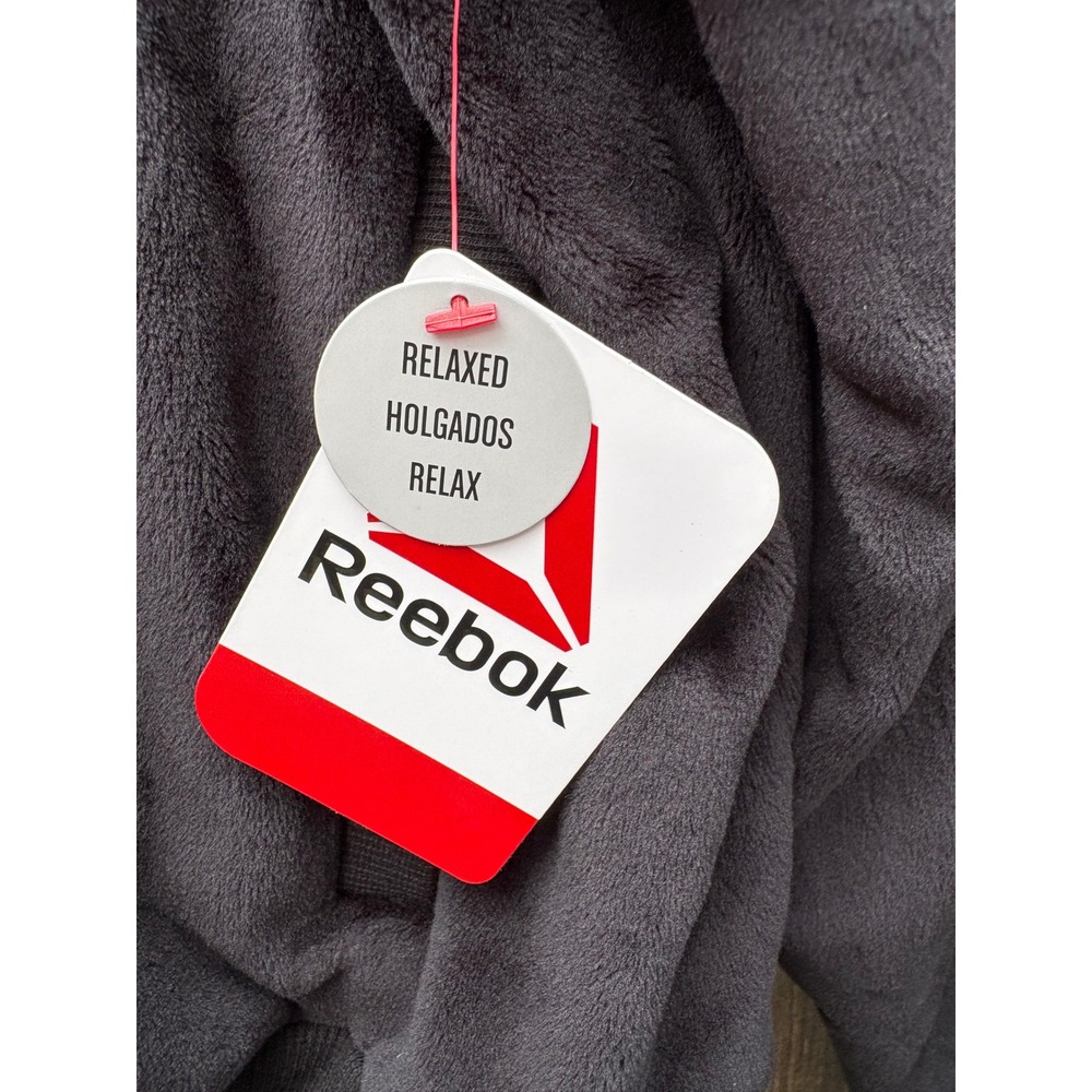 Reebok Luxe Fur Jacket Womens Medium Black Full Zip Velour Relaxed REW254OW02003 - Picture 2 of 8